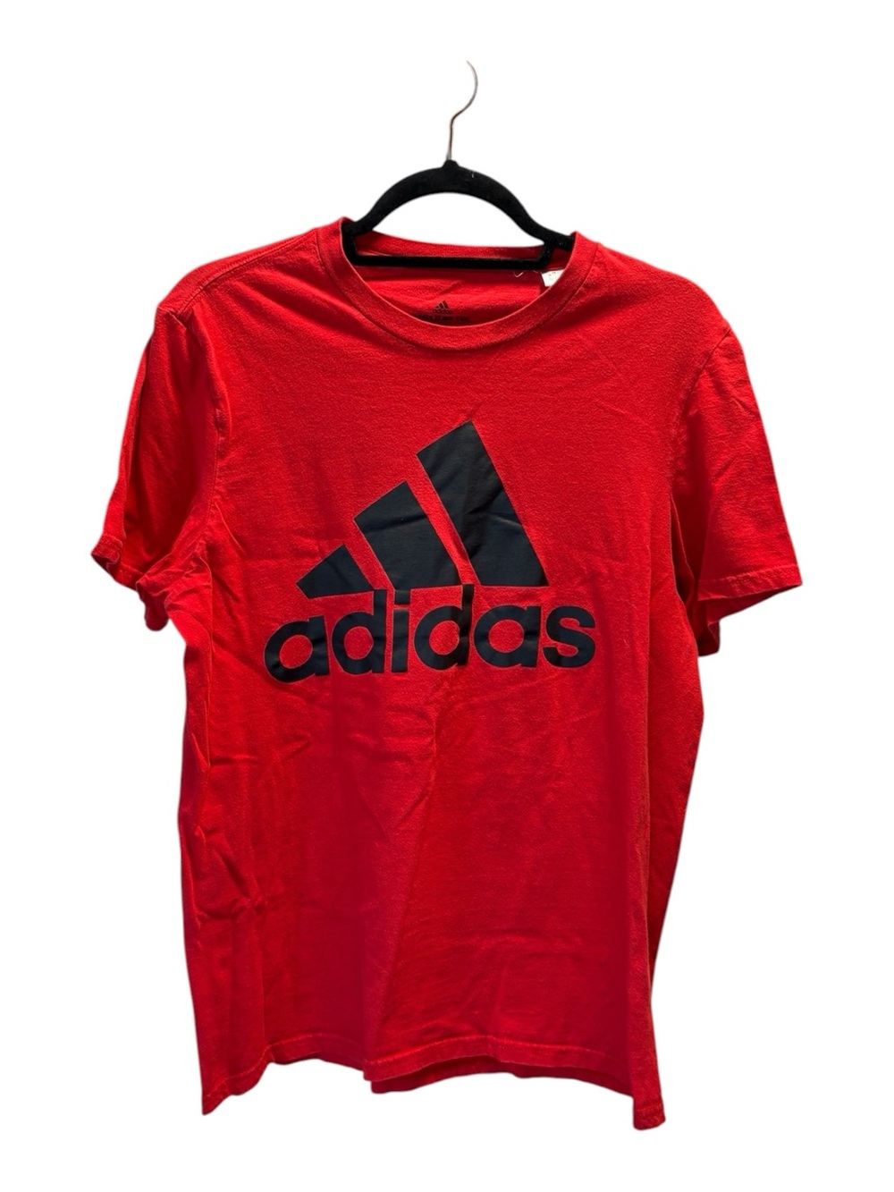 adidas Red Tee with Black Trefoil-Style Logo